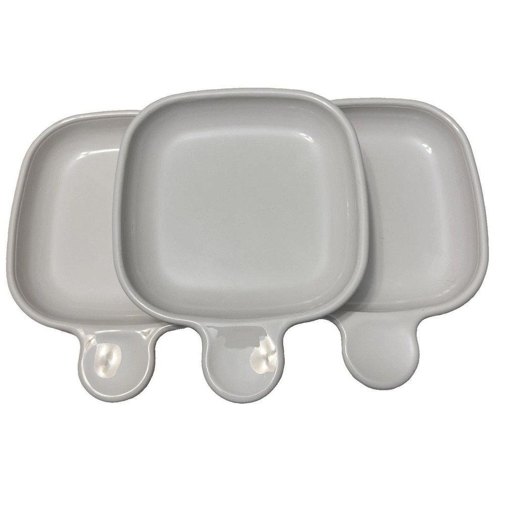 Vintage Corning Ware P-185-B Grab-It Sidekick 6.5" Snack Plates White Set of 3